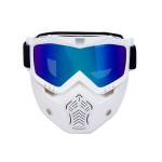 Face protection mask, made from hard plastic + ski goggles, multicolor lenses, model MDA03
